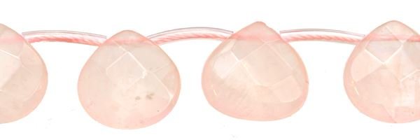 13X13MM PEAR FACETED TOP DRILL ROSE QUARTZ BEAD