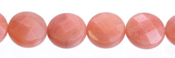 8MM COIN FACETED PINK AVENTURINE BEAD