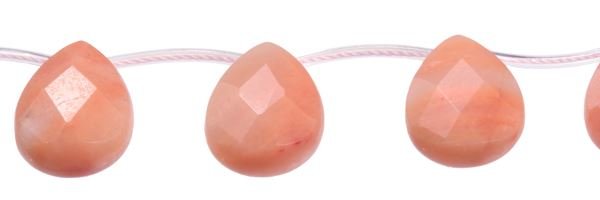 10X10MM PEAR FACETED TOP DRILL PINK AVENTURINE BEAD