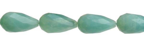 12X20MM DROP FACETED DRILL THROUGH AMAZONITE BEAD
