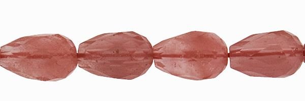 8X12MM DROP FACETED DRILL THROUGH CHERRY QUARTZ BEAD