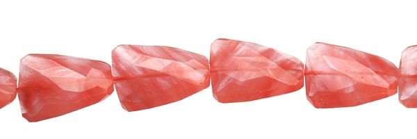 18X25MM WAVE LADDER FACETED DRILL THROUGH CHERRY QUARTZ BEAD