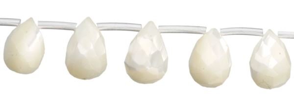 8X12MM DROP FACETED TOP DRILL WHITE MOTHER OF PEARL BEAD