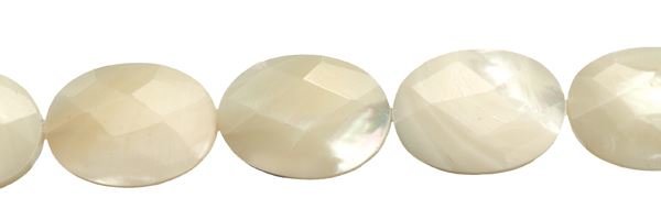 15X20MM OVAL FACETED WHITE MOTHER OF PEARL BEAD