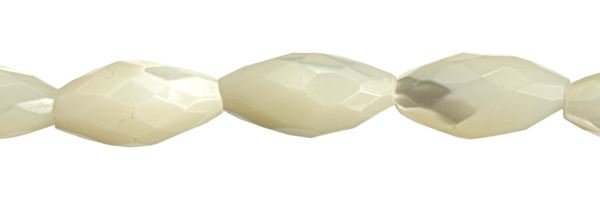 5X12MM RICE FACETED WHITE MOTHER OF PEARL BEAD