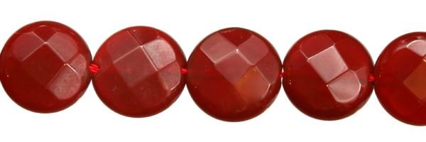 8MM COIN FACETED RED AGATE BEAD