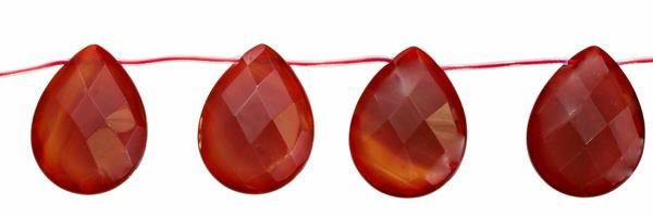 16X16MM PEAR FACETED TOP DRILL RED AGATE BEAD