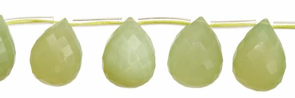 6X9MM DROP FACETED TOP DRILL NEW JADE BEAD