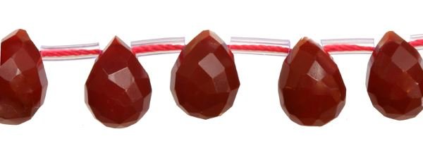 8X12MM DROP FACETED TOP DRILL RED AGATE BEAD