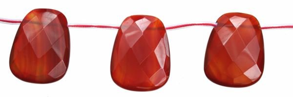 22X30MM LADDER FACETED TOP DRILL RED AGATE BEAD