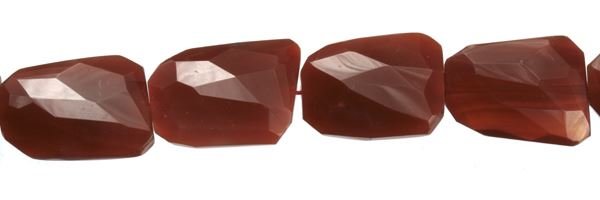 22X30MM WAVE LADDER FACETED DRILL THROUGH RED AGATE BEAD