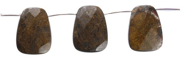 22X30MM LADDER FACETED TOP DRILL BRONZITE BEADS
