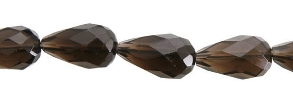 8X12MM DROP FACETED DRILL THROUGH SMOKY QUARTZ