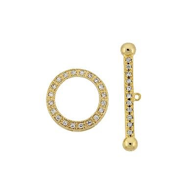 Vermeil 15mm Cubic Zirconia Fancy Toggle Clasp