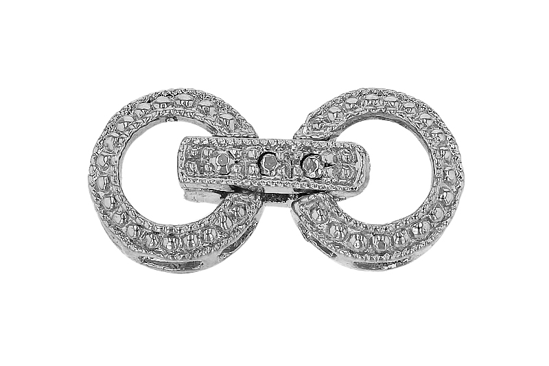 12X7mm Rhodium Plated Circle Fold Over Clasp