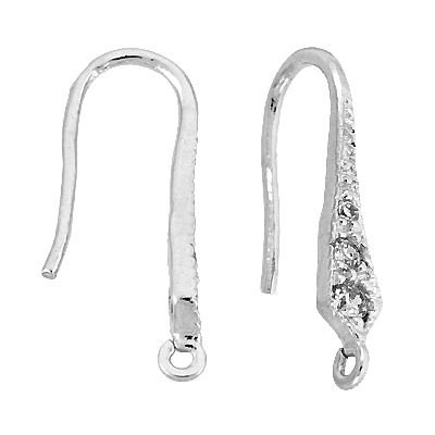 Rhodium Sterling Silver Rhodium Plated 3 Cubic Zirconia Earwire Earring