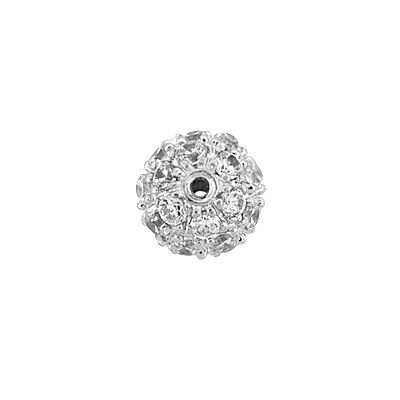 7mm Rhodium Plated Cubic Zirconia Round Bead