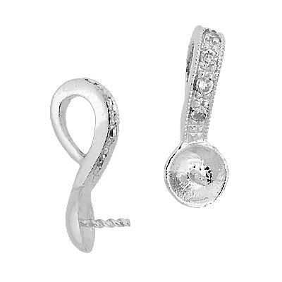 5.5mmcup Rhodium Plated Cubic Zirconia Pearl Pendant