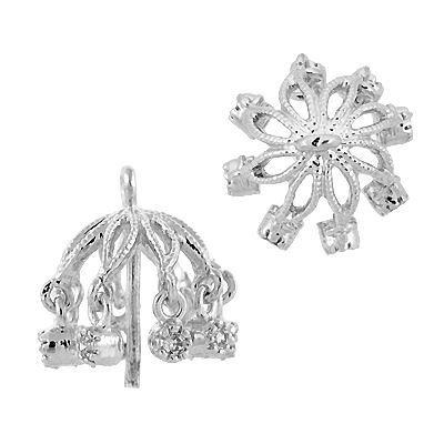 10mm Rhodium Plated Cubic Zirconia Pearl Pendant