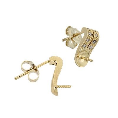 5mmcup Cubic Zirconia Pearl Earring
