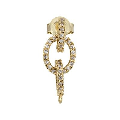 Vermeil 20X8mm Cubic Zirconia Drop Earring With Ring