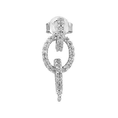 Rhodium Sterling Silver 20X8mm Rhodium Plated Cubic Zirconia Drop Earring With Ring
