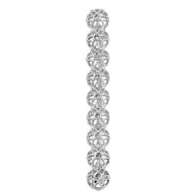 45mm Rhodium Plated Cubic Zirconia Filigree Brooch