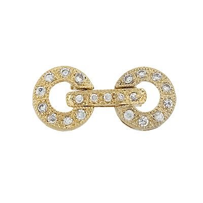 Vermeil 17X8mm Cubic Zirconia Circle Fold Over Clasp