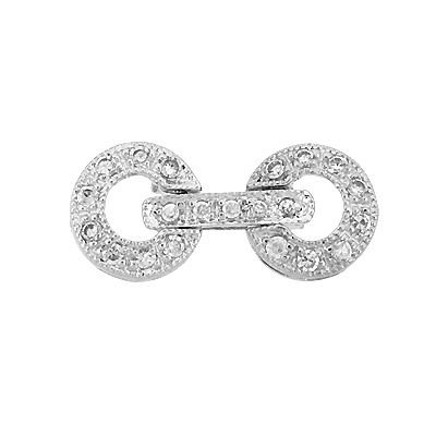 Rhodium Sterling Silver 17X8mm Rhodium Plated Cubic Zirconia Circle Fold Over Clasp