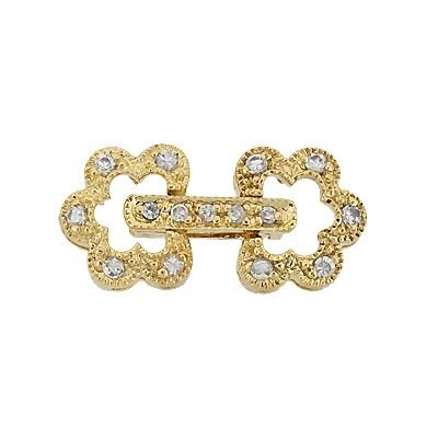 Vermeil 18X8mm Cubic Zirconia Daisy Fold Over Clasp