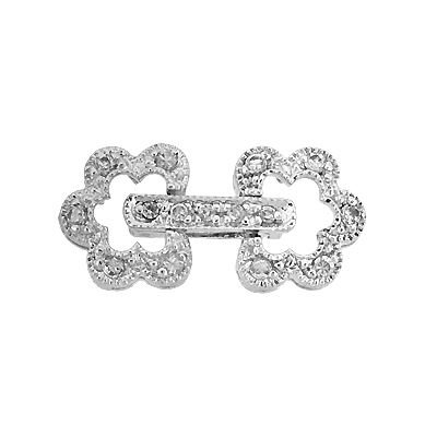18X8mm Rhodium Plated Cubic Zirconia Daisy Fold Over Clasp