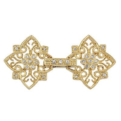 Vermeil 35X17mm Cubic Zirconia Filigree Fold Over Clasp