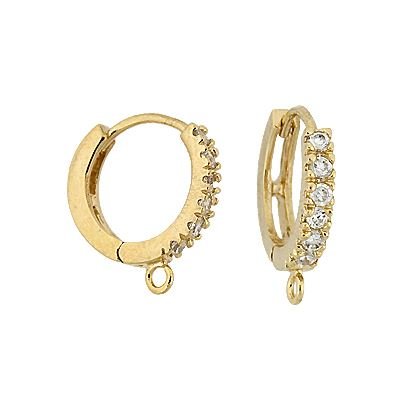 Vermeil 12mm With Ring Cubic Zirconia Hoop Earring With Ring