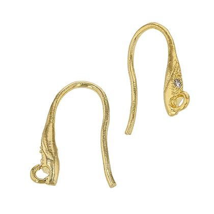 Vermeil Cubic Zirconia Earwire Earring With Ring