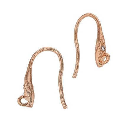 Rose Gold Vermeil Cubic Zirconia Earwire Earring With Ring