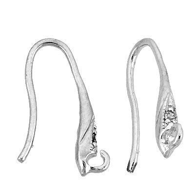 Rhodium Sterling Silver Rhodium Plated Cubic Zirconia Earwire Earring With Ring