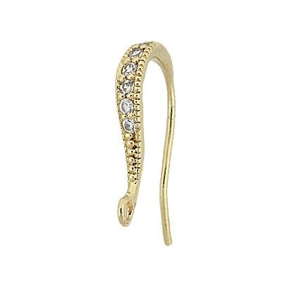 Vermeil Cubic Zirconia Pave Earwire Earring With Ring