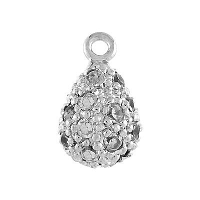 Rhodium Sterling Silver 10X6mm Rhodium Plated Cubic Zirconia Pave Pear Pendant