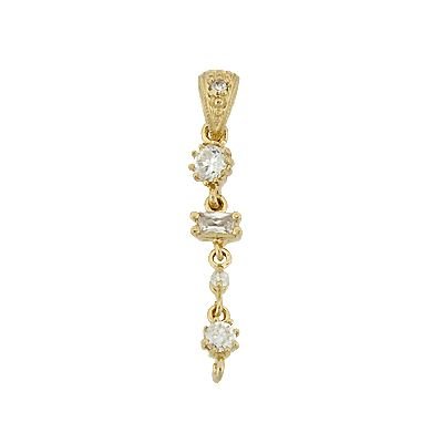 Vermeil 20X4mm Cubic Zirconia Drop Bail