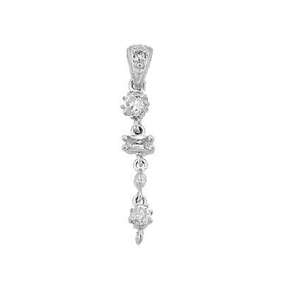 20X4mm Rhodium Plated Cubic Zirconia Drop Bail