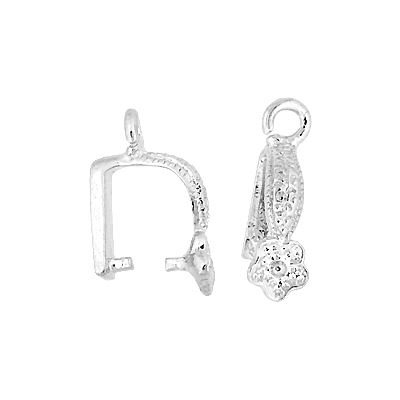 9X7mm With Ring Rhodium Plated Daisy Pinch Bail