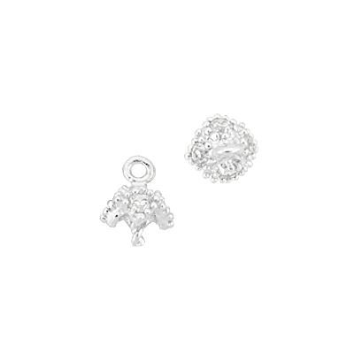 Rhodium Sterling Silver 4.5mm Rhodium Plated Cubic Zirconia Filigree Pearl Drop