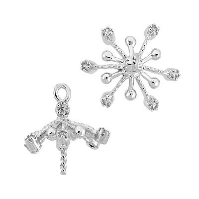 11mm Rhodium Plated Cubic Zirconia Filigree Pearl Pendant