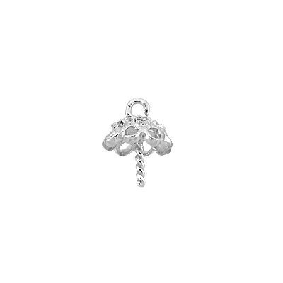 7mm Rhodium Plated Cubic Zirconia Filigree Pearl Pendant