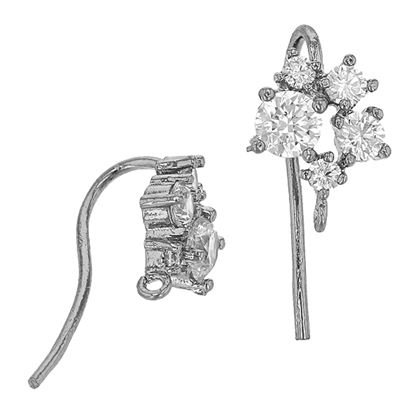 Rhodium Sterling Silver Rhodium Plated 5 Cubic Zirconia Earwire Earring