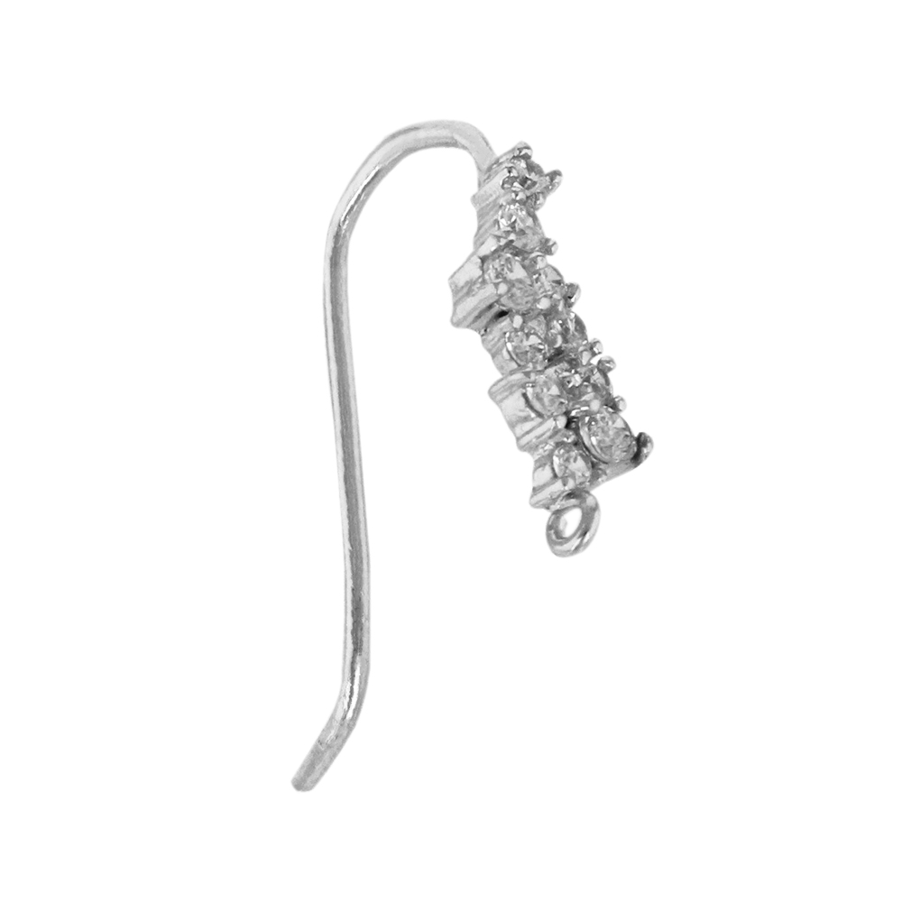 Rhodium Plated 10 Cubic Zirconia Earwire Earring