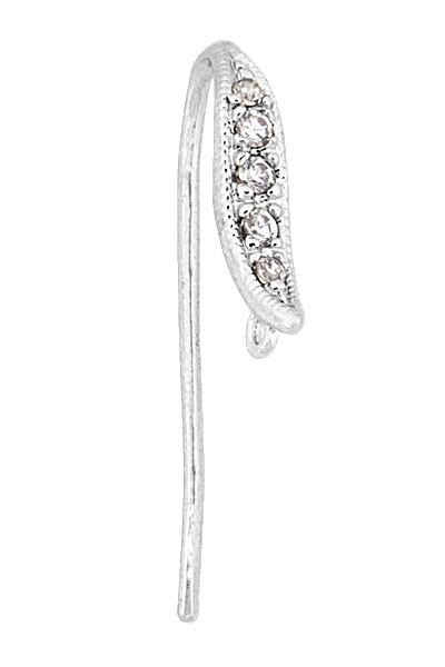 Rhodium Plated 5 Cubic Zirconia Earwire Earring
