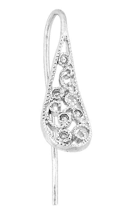 Rhodium Plated 5 Cubic Zirconia Earwire Earring