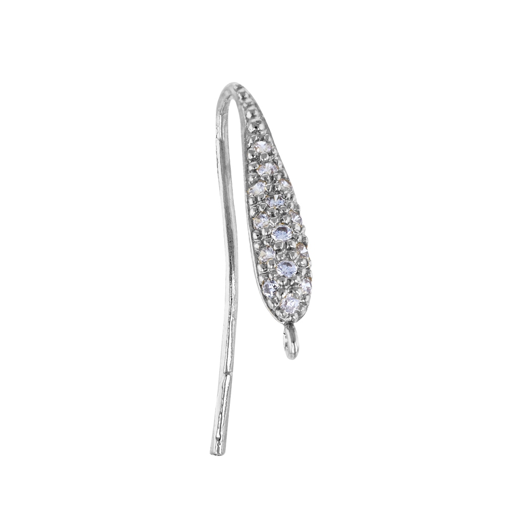 Rhodium Plated 14 Cubic Zirconia Earwire Earring