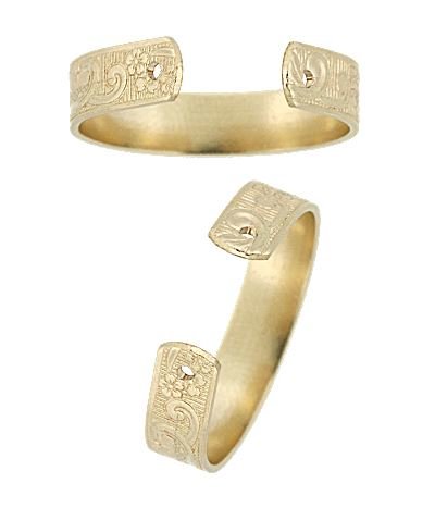 Gold Filled 4X50mm Flower Scroll Ring Shank